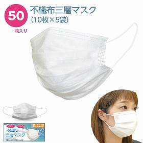 不織布3層マスク50枚入り×40個 (1ケース) レギュラーサイズ【送料無料】【日付指定不可】 【同梱不可】