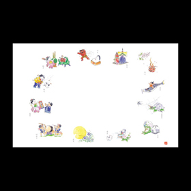 テーブルマット尺3#410 歳時記 100枚 Y004771