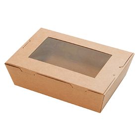窓付きランチボックス (S) クラフト150×100×45mm50枚入 10355