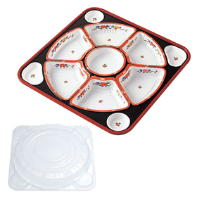 オードブル容器 透明蓋セット TO-460 有田 朱 10セット Y002060