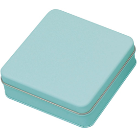 スクエア缶 ミントブルー 1個 Y016157