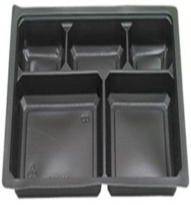 中仕切90-60 A 黒カルプ275×180×35mm 50枚入 【中トレイのみです】 5816