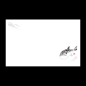 テーブルマット尺3#108 ふぐ(墨絵) 100枚 Y004560