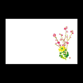 テーブルマット尺3#298 桃と菜の花 100枚 Y004668