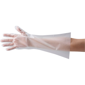 #50 エンボス手袋 ロング五本絞り M ナチュラル 50枚 Y006840