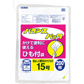BPN15H バランスパック 15号 ひも付半透明 200枚入 1冊 Y007259