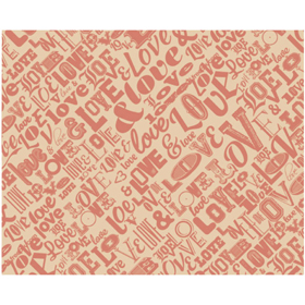 ラミクレープクラフト包装紙 クラフトS(四角) LOVE 200枚 Y012230