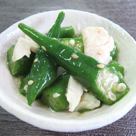 オクラと蒸し鶏の柚子胡椒あん 400g 23030 販売期間5月-8月★販売期間終了