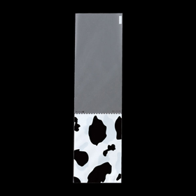 8973 ミシン目付OP袋 モーモー柄 黒 (90X320mm) 100袋