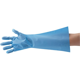 #50 エンボス手袋 ロング五本絞り M青 50枚 Y006841