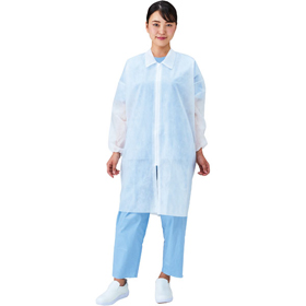 不織布白衣 ジッパー付 M 1枚 Y006877