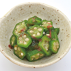 利尻昆布と荒節でとった出汁のオクラのおかか和え500g X028040 販売期間5月-8月