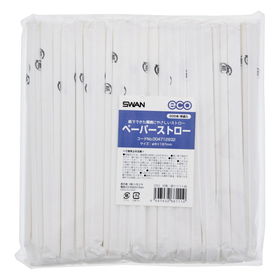 ペーパーストロー 白 単袋φ6×197mm 200本入 22077