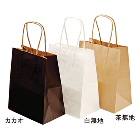 自動紐手提袋 T-2 茶無地 (200X120X250mm) 25袋