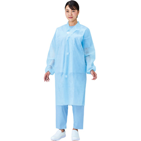 不織布ガウン マジックテープ LL ブルー 1枚 Y006888