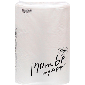 トイレットロール業務用 170m6R 芯無タイプ ミシン目無 1袋 Y007029