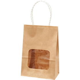 ウィンドウミニバッグ 茶無地 白 25枚 Y012909