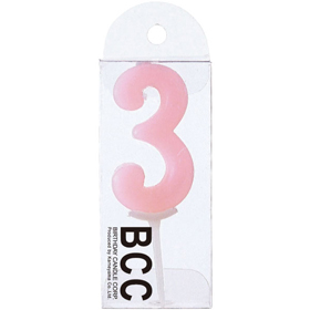 ナンバーキャンドル 3番パステルライトピンク (33X15X94mm) 10個