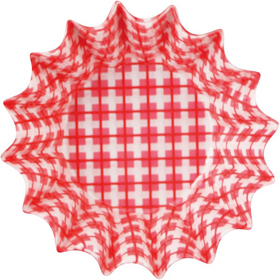 純白PET 丸型5号 チェック赤 500入 1本 Y003779