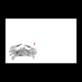 テーブルマット尺3#102 かに(墨絵) 100枚 Y004553