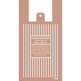 レジ袋 M ストライプ ベージュ【PB】 100枚 Y012253