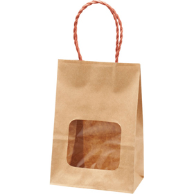 ウィンドウミニバッグ 茶無地 赤 25枚 Y012910