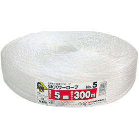 SKパワーロープ 白 #5 5mm×300m 1巻 Y008196