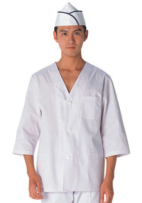 男子調理衣  (7分袖) 1-615 (白) L メンズ 21014