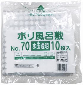 ポリ風呂敷 水玉透明70角 厚0.025mm 700×700mm 10枚入 17506