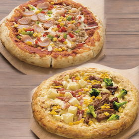 10インチクオーターピザセット シーフード&ミートピザ(470g×5枚入)、テリヤキチキン&ポテトピザ(480g×5枚入) X026632★欠品中