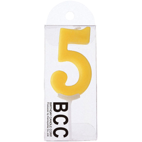ナンバーキャンドル 5番パステルイエロー (33X15X94mm) 10個