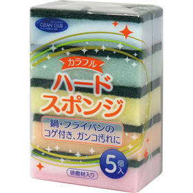 クリーンクラブ カラフルハードスポンジ 5個 1袋 Y006357