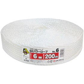 SKパワーロープ 白 #6 6mm×200m 1巻 Y008197
