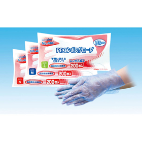 #460 PEエンボスグローブ ブルー L 200枚 Y018187