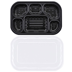 TSR-85-55夢彩ごぜん 黒/透明蓋付264×175×43mm 50セット 入 15398★本体Y019319、蓋Y019320に変更