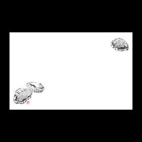 テーブルマット尺3#105 あわび(墨絵) 100枚 Y004556