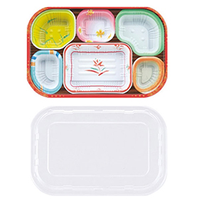 TSR-85-55夢彩ごぜん 柄/透明蓋セット 264×175×43mm 50セット 入 15399★本体Y019321、蓋Y019320に変更